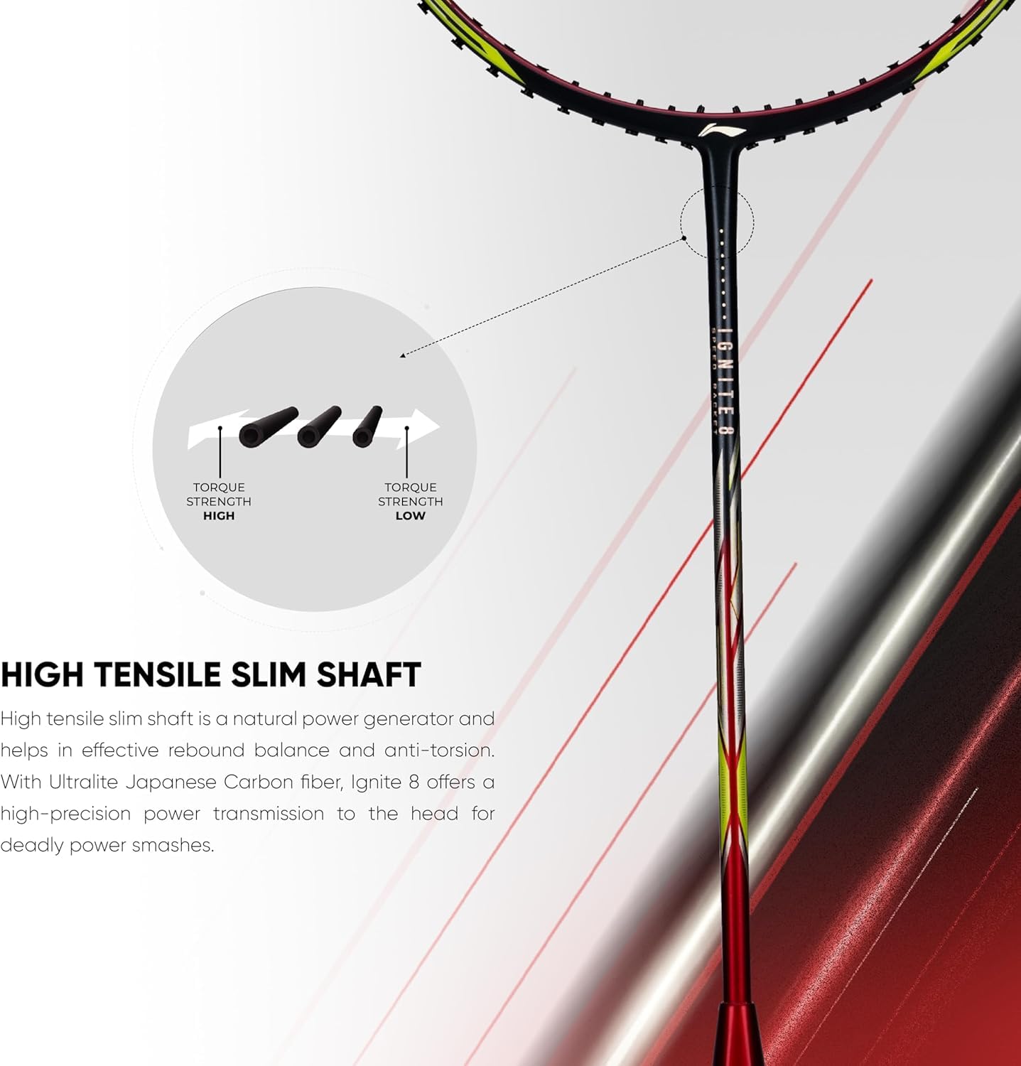 Amazon | Li-Ning Ignite 8 バドミントンラケット 5U G6 (クールグレー